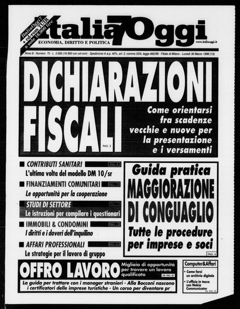 Italia oggi : quotidiano di economia finanza e politica